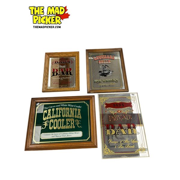 4x Vintage Bar Signs: California Cooler, Louisianna Belle, & Dad's Private Bar