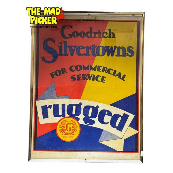 Vintage Goodrich Silvertowns For Commercial Service Rugged Cardboard Advertising Sign
