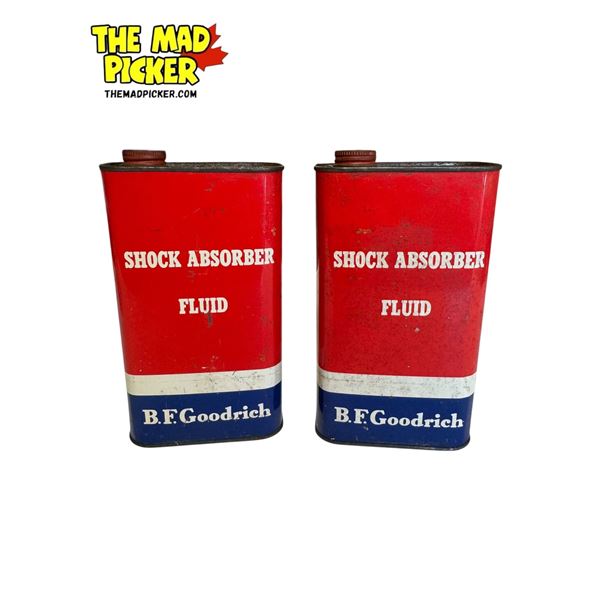 2x Vintage B.F. Goodrich Shock Absorber Fluid Cans (Full)