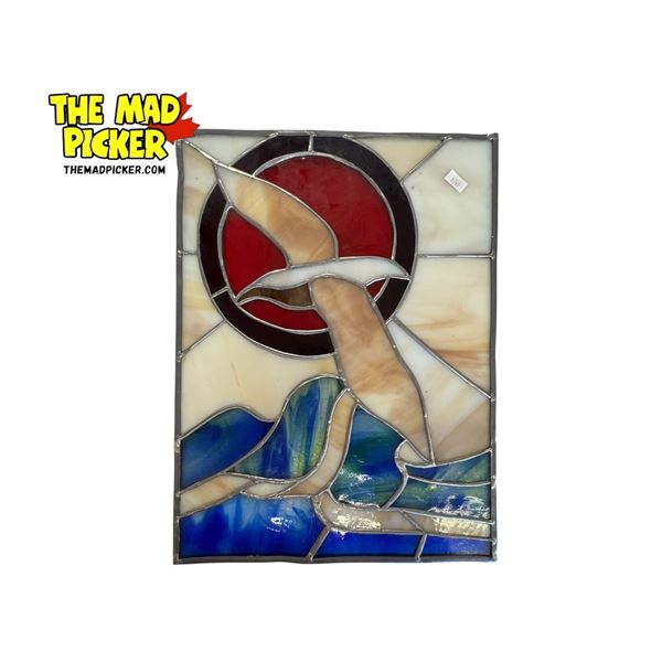 Vintage Seagull Leaded Stain Glass Panel