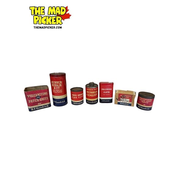7x Vintage B.F. Goodrich Tins & Cardboard Containers