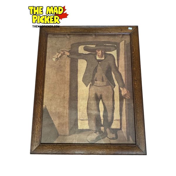 Vintage Albin Egger-Lienz Weihbrunsprengender Bauer In Oak Frame