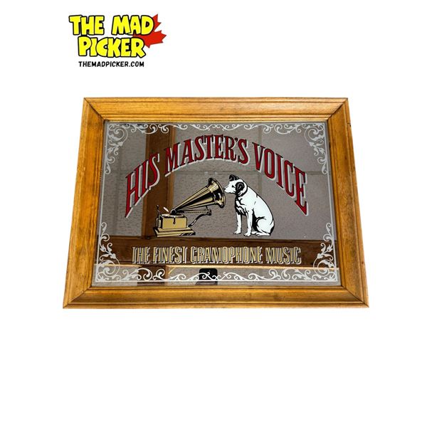 Vintage His Masters Voice Mirror Back Advertising Sign