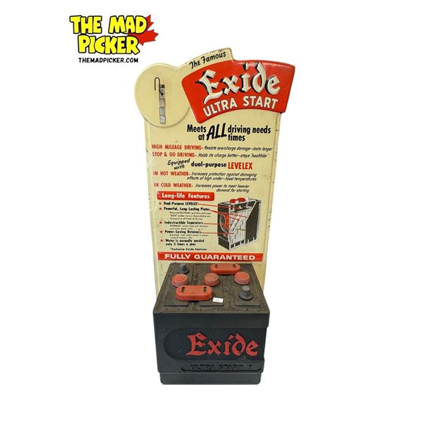 Awesome 1955 Exide Ultra Start Battery Embossed Metal Store Advertisement
