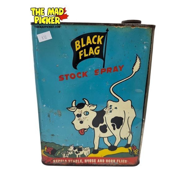 Vintage Black Flag Stock Spray Tin