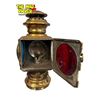 Image 4 : Antique Indiana Lamp Co. Brass Carriage Lamp With Coloured Glass Lenses