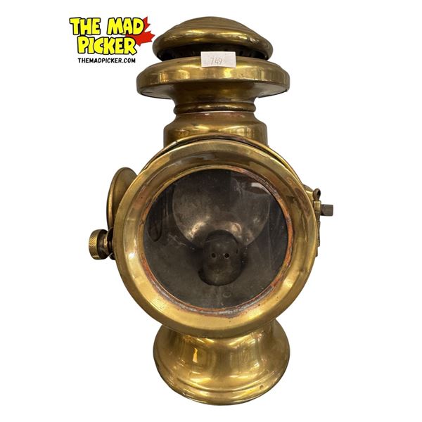 Antique Atwood-Castle Co. Brass Carriage Lamp Model 120AX