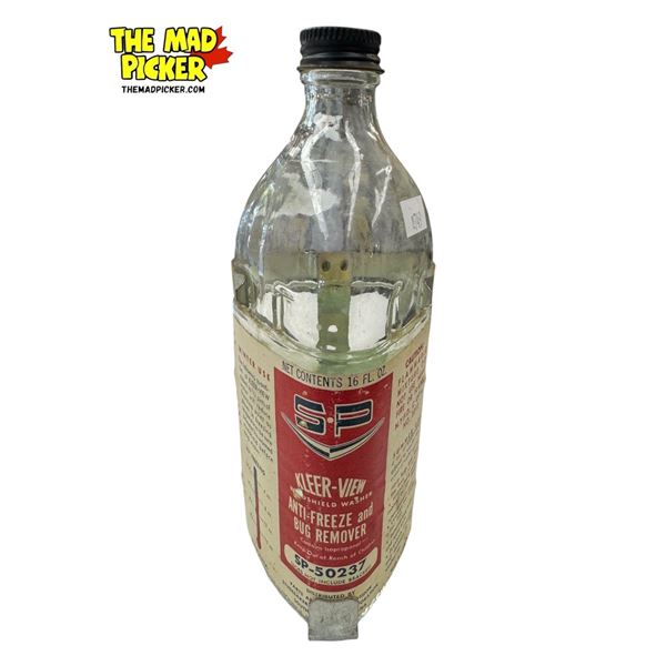 Vintage S P Kleer-View Triangular Bottle With Metal Bracket Holder