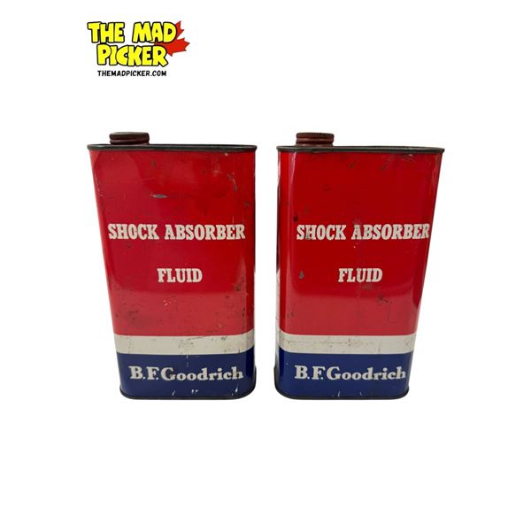 2x Vintage B.F. Goodrich Shock Absorber Fluid Cans (Full)