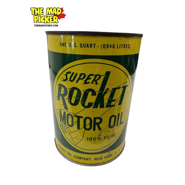 Vintage Super Rocket Motor Oil Quart Can