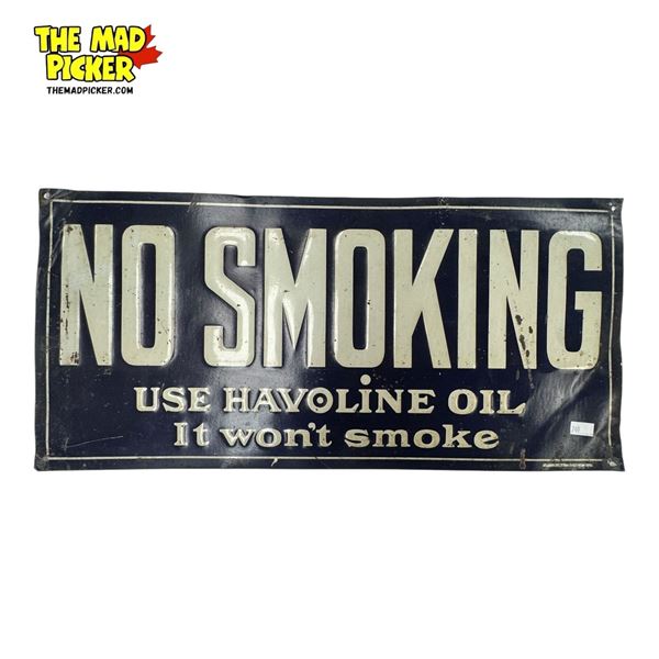 Vintage Havoline Embossed "No Smoking" Tin Sign