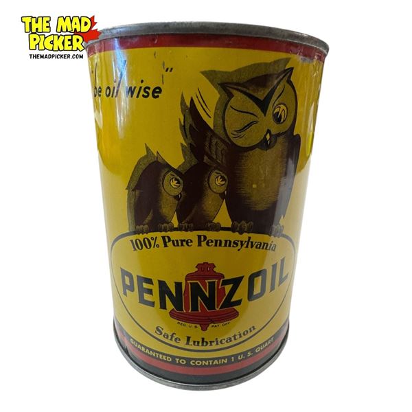 Vintage Pennzoil Quart Can With Owl Graphics