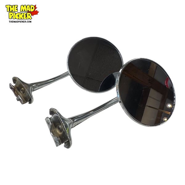 Pair Of Vintage Curved Neck Car Side Mirrors