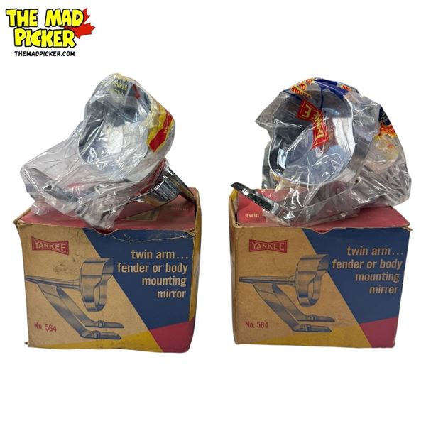 2x New Old Stock Yankee Twin Arm Fender Or Body Mounting Mirrors No.564