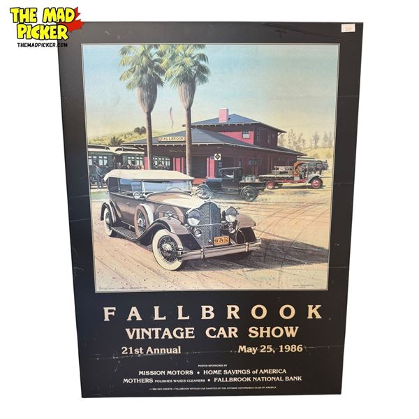 1989 Fallbrook Vintage Car Show Advertising Poster On Board