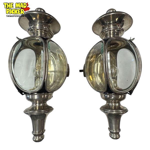 2x Very Scarce Antique Hearse Horse Carriage Lanterns