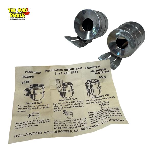 2x New Old Stock Vintage Hollywood Accessories 3 In 1 Ash tray