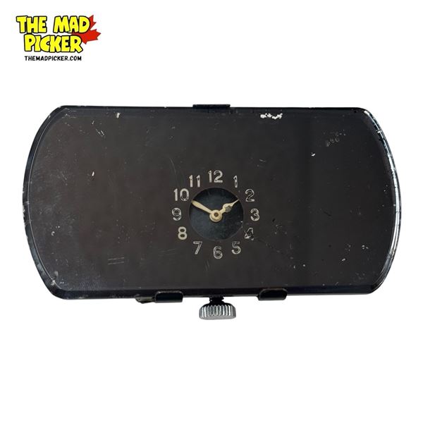 Unique Art Deco Swiss Made Clock Built Into Rear View Bevelled Glass Mirror