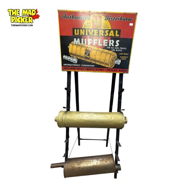 Incredible Vintage Universal Mufflers Authorized Distributor Rack With 2 Mufflers