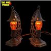 Image 2 : 2x Vintage Arts & Crafts Wizard Hat Table Lamps