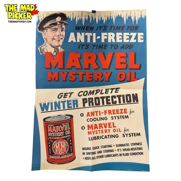 1961 Marvel Mystery Oil Anti-Freeze Advertising Paper Sign