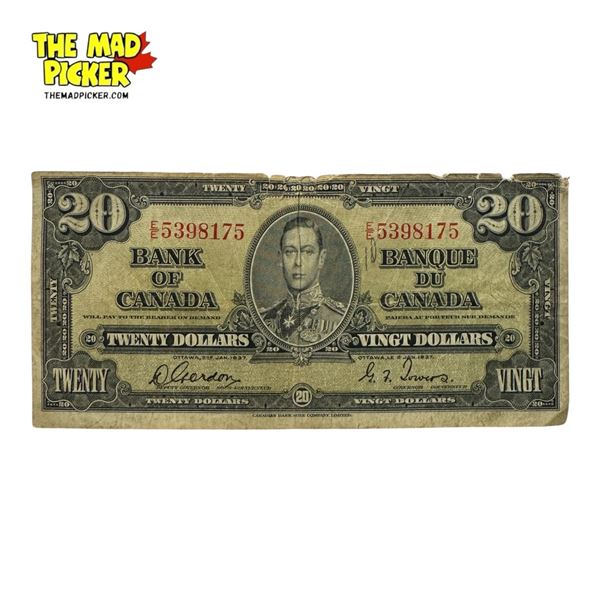 1937 Bank Of Canada $20 Bank Note (Bill)