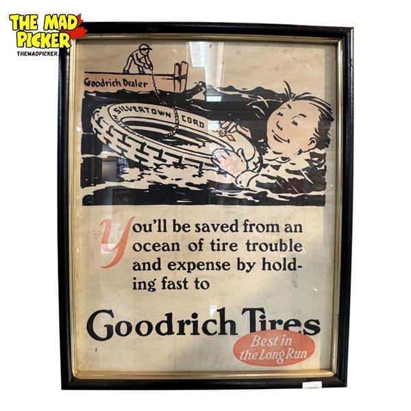 Vintage Goodrich Tires Cardboard Store Advertising Sign