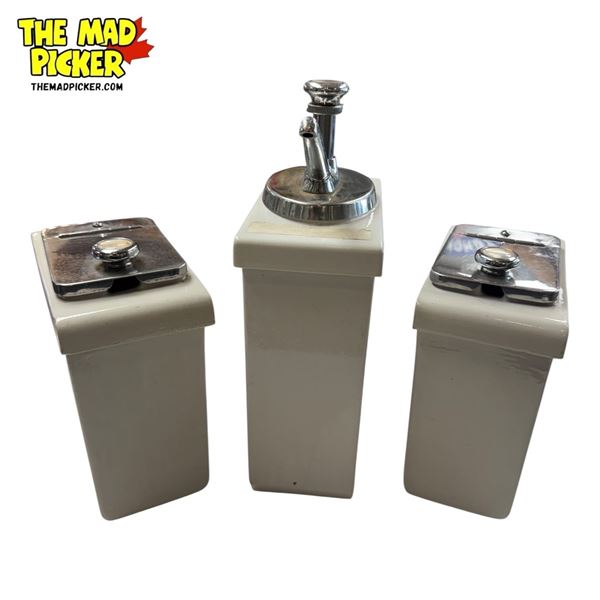 3x Vintage Porcelain Ice-cream Containers