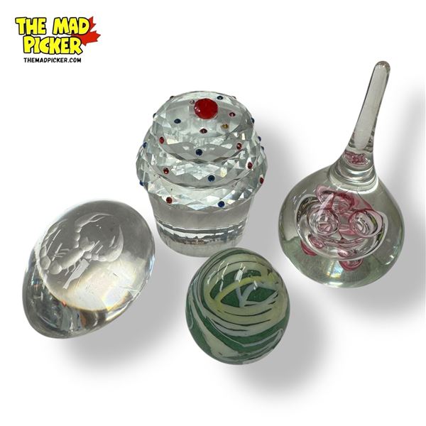 4x Art Glass Paperweights