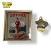 Image 1 : 2x Vintage Collectibles: Beefeater Mirror Back Advertisement & Brass Coca-Cola Bottle Opener