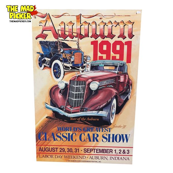 1991 Auburn Classic Car Show Advertising Poster On Board