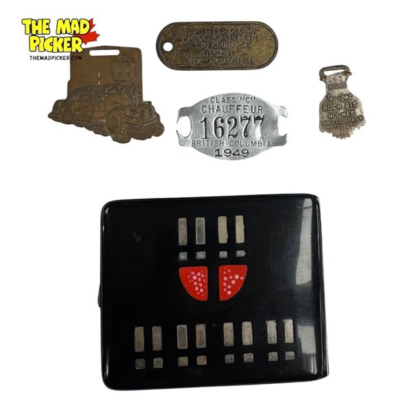 Vintage Variety: Art Deco Cigarette Case, B.C. Chauffeur Tag, IH Watch Fob, & More