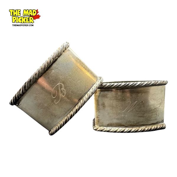 2x Vintage Silver Napkin Ring Holders Stamped 800
