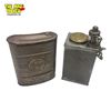 Image 3 : 2x Vintage Military Collectibles: Powder Rifle Flask & Justrite Cigarette Curved Tin