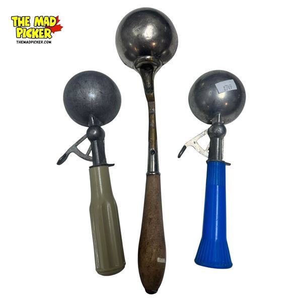 3x Vintage Ice Cream Scooper Spoons