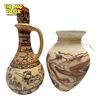 Image 1 : 2x Vintage Navajo Art Works: Pottery Vase & Painted Glass Jug