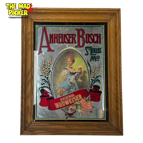 Vintage Budweiser Mirror Back Advertising Sign