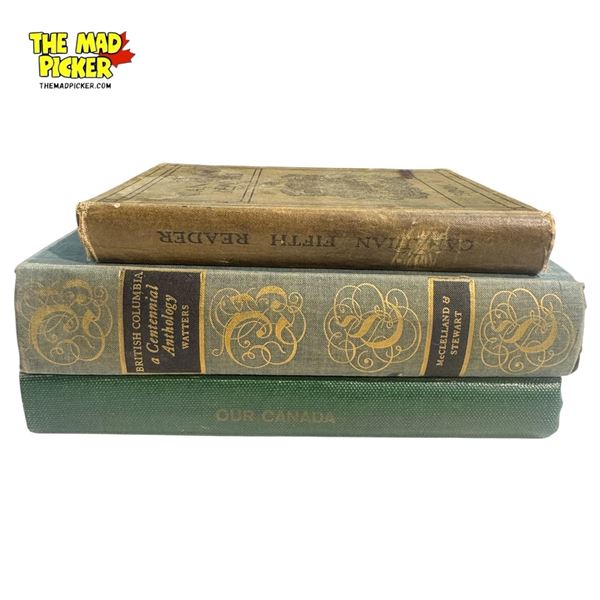 3x Vintage Canadian Books: Readers Book V, Centennial Anthology, & Our Canada