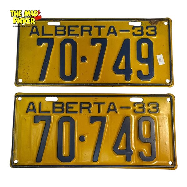 Pair OF 1933 Alberta License Plates