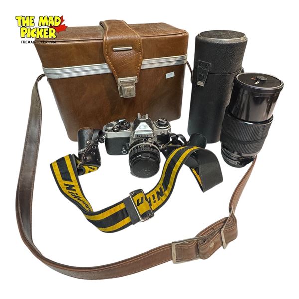 Vintage Nikon FE 3258330 Camera With Bag And Accessories