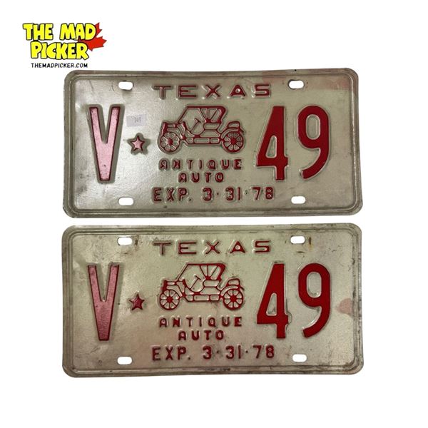 Pair Of 1978 Texas Antique Auto License Plates