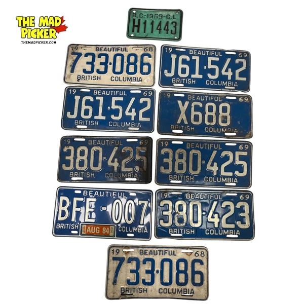Assorted Vintage British Columbia License Plates