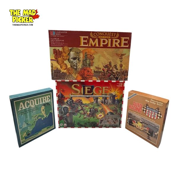 Vintage Board Games: Conquest Of The Empire, Siege, Auto Racing, & Acquire