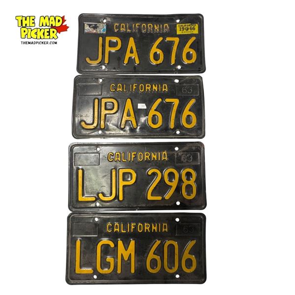 4x 1963 California License Plates (1x Pair)