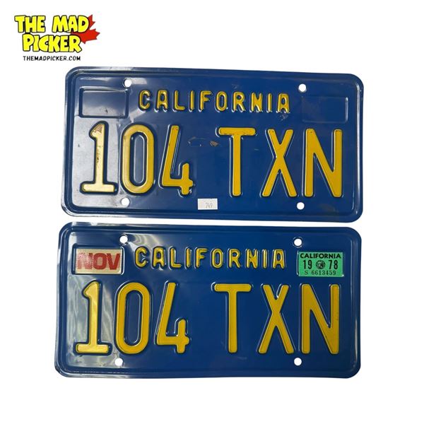 Vintage Pair Of California License Plates