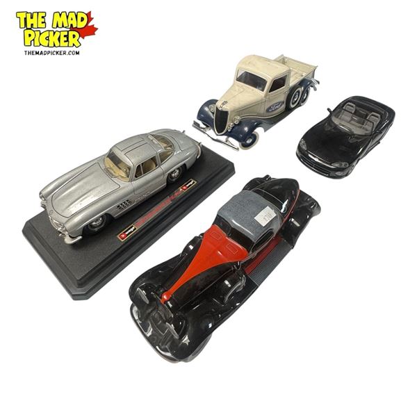 4 Car Models - Solida Ford, Avon Roller, Maisto Viper & Burago Mercedes