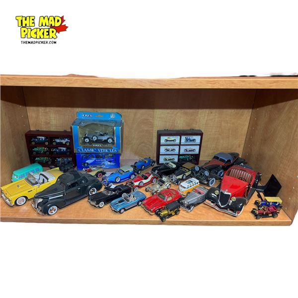 Shelf Lot of Diecast & Other Car Models and Toys