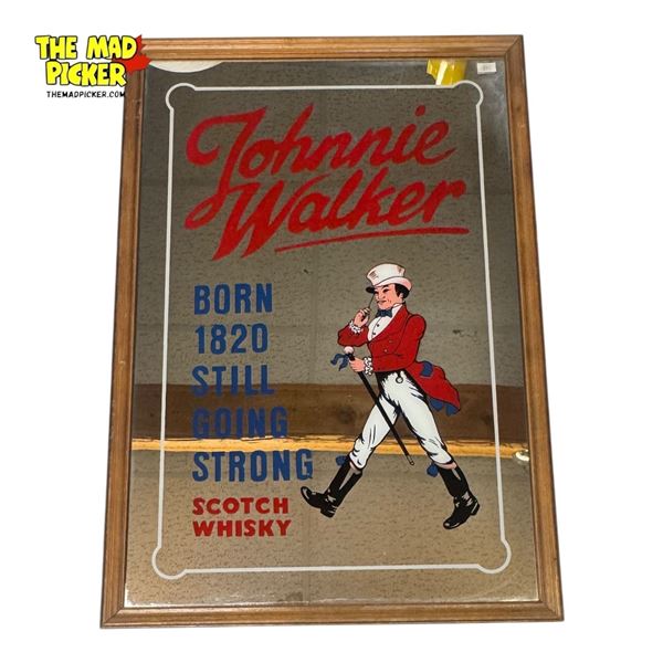 "Johnny Walker" Wood Framed Pub Mirror - 17" x 25"