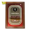 Image 1 : "Tecate Cervesa" Wood Framed Pub  Mirror - 14" x 21"