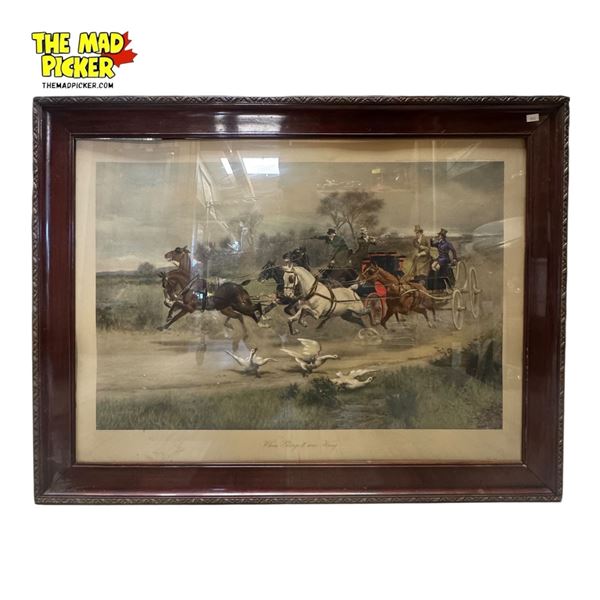 Vintage "When George IV was King" Framed Carriage Race Print